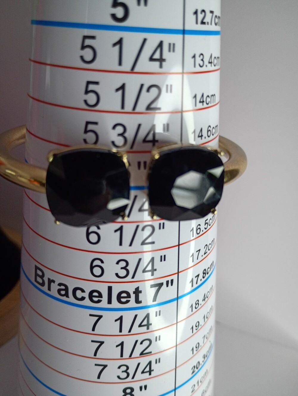Gold-Frame Double Black Stone Cuff Bracelet - Picture 3 of 3